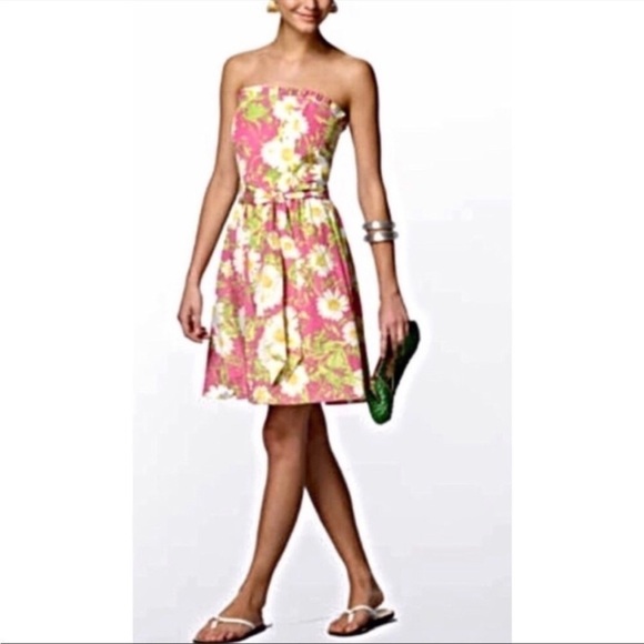 Lilly Pulitzer Briddie Strapless daisy silk dress size 0 - Picture 1 of 9